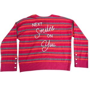 Kerri Rosenthal XO “Next Smiles On You” Striped Sweater Heart Buttons NWT Size M